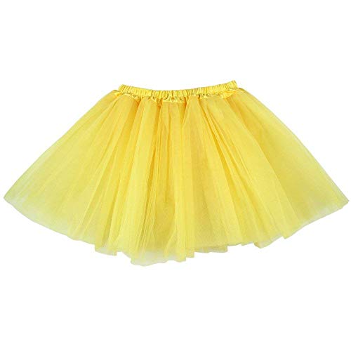 Ruiuzi Mini falda de tutú para mujer, 4 capas, para baile, disfraz, fiesta, Halloween, bailarina rockera amarillo Talla única