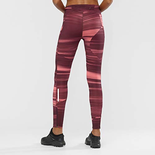 Salomon AGILE LONG TIGHT W Mallas para running, Granate (Winetasting), Talla L para Mujer