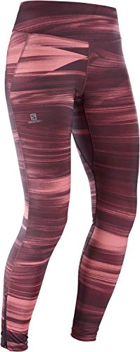 Salomon AGILE LONG TIGHT W Mallas para running, Granate (Winetasting), Talla L para Mujer