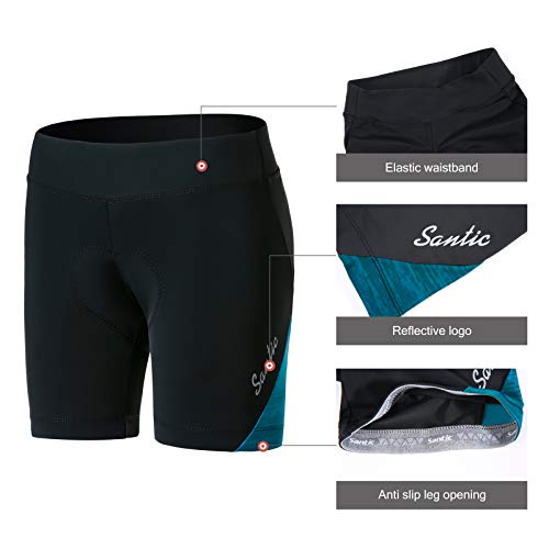 Santic Pantalon Ciclismo Mujer Corto Pantalones Bicicleta Mujer Calzoncillos Ciclismo Mujer Verde EU XS