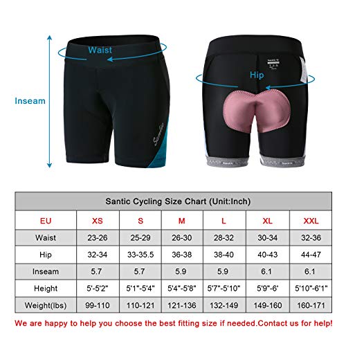 Santic Pantalon Ciclismo Mujer Corto Pantalones Bicicleta Mujer Calzoncillos Ciclismo Mujer Verde EU XS