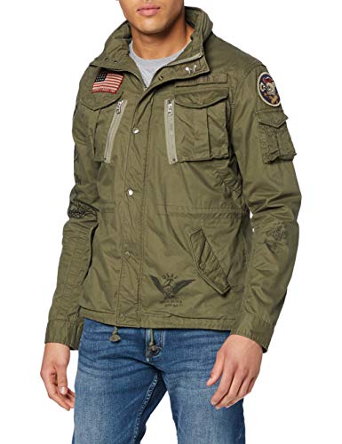 Schott NYC Squad28 Chaqueta, Verde (Kaki Kaki), Small para Hombre