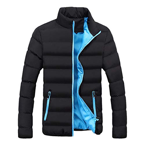 SHOBDW Hombres Abrigo Talla Extra Manga Larga Top Invierno Cálido Deporte Slim Fit Grueso Burbuja Casual Cazadora Cazadora de Solapa Parka Prendas de Abrigo Escudo de Gran tamaño(Azul,4XL)