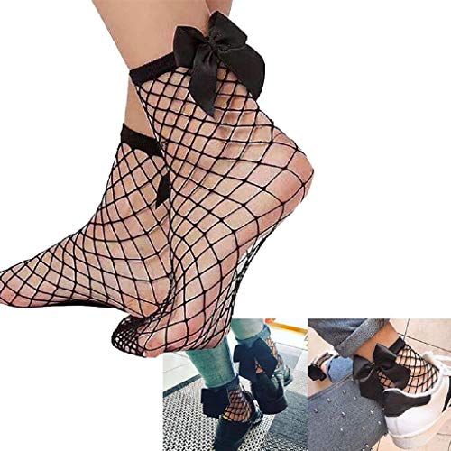 SHOBDW Mujer Moda Sólido con volantes Mallas Tobilleras Calcetines de malla de encaje Red de pesca Calcetines cortos Calcetines tobilleros Regalo de San Valentín para damas A