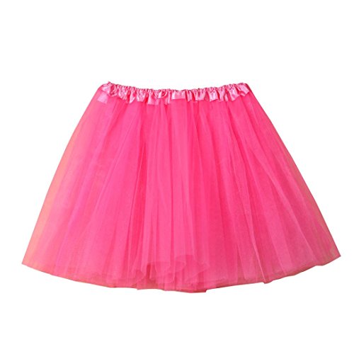 SHOBDW Mujeres Plisadas Falda de Gasa de Adultos Falda de Baile tutú Retro Rockabilly Enaguas Miriñaques Faldas (Rosa Caliente b, One Size)