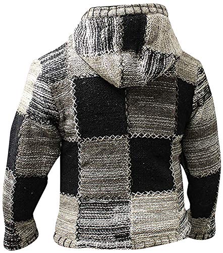 Shopoholic Moda Hombre Gris Lana Color Negro Con Capucha Fiesta Hippy Chaqueta - Multicolor, Multicolor, Grande