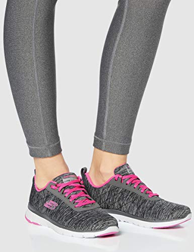 Skechers Flex Appeal 3.0-Insiders, Zapatillas Mujer, Gris (BKHP Black & Gray Mesh/Black Trim), 36 EU