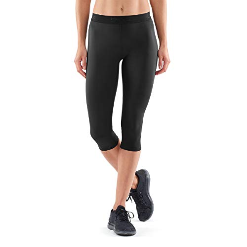 SKINS Mallas Deportivas para Mujer, DNAmic, Estilo Capri, Mujer, DA99060089033FS, Negro/Negro, Small