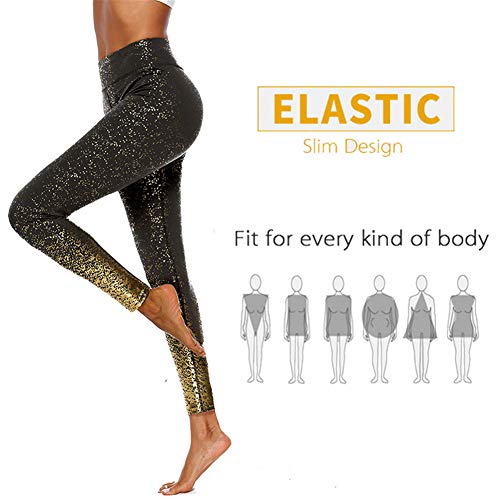 SotRong Brillantes Pantalones Deportivos para Mujer Leggins Push Up para Yoga y Pilates Mallas para Correr para Negro XL