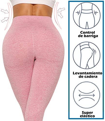 STARBILD Leggings Deportivo sin Costuras de Cintura Alta Pantalones de compresión de Mujer Adelgazamiento para Fitness Yoga #A-Rosa Leggings S