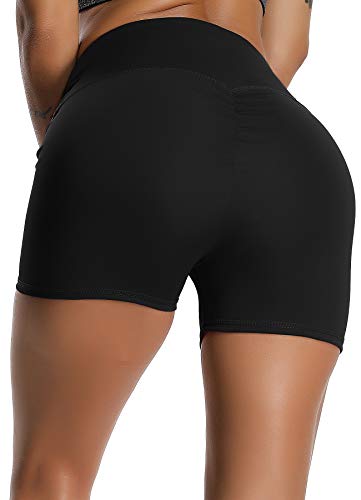 STARBILD Shorts Pantalones Deportes Cortos de Fitness Mallas para Mujer Elástico de Alta Cintura para Correr Gimnasio Gym #1 Classic-Negro XL