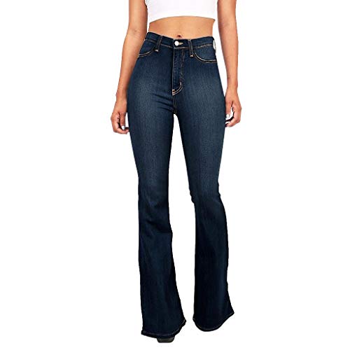 STRIR Mujer Pantalones Acampanados Vaquero De Mezclilla Skinny Push Up Pantalones Elástico Jeans Cintura Alta Denim Mezclilla Pants Bootcut (XXXL, Azul Oscuro)