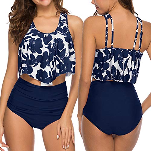 Subfamily Mujer Conjunto De Bikini Sexy Push Up Bañador Cintura Alta Bikini Bandeau con Cordones Taraje De Baño con Tirantes Extraíble con Cordones