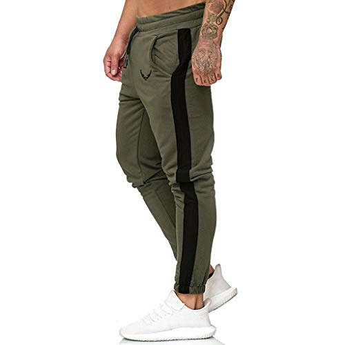 Subfamily Pantalón Deportivo Casual para Hombre, Moda Casual Deportes Al Aire Libre Correr Cordón Imprimir Pantalones Largos Ejercito Verde S