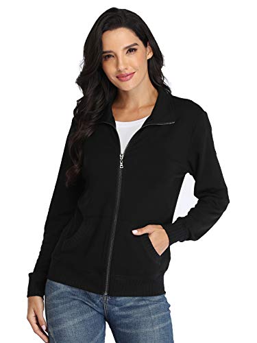 Sudadera sin Capucha para Mujer de Otoño Sudadera con Bolsillo, Cremallera Casual Correr Fitness