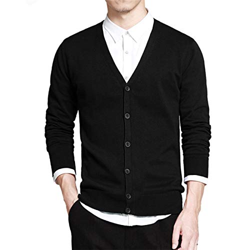 Suéteres De Algodón para Hombre Nuevos De Primavera A La Moda Casual con Cuello En V Chaqueta De Punto Delgada para Hombre Ropa De Talla Grande 4XL Negro