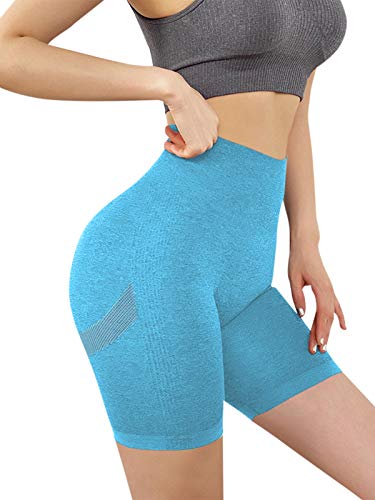 SUNNYME Pantalones cortos deportivos para mujer, pantalones cortos de yoga, cintura alta, leggings para correr