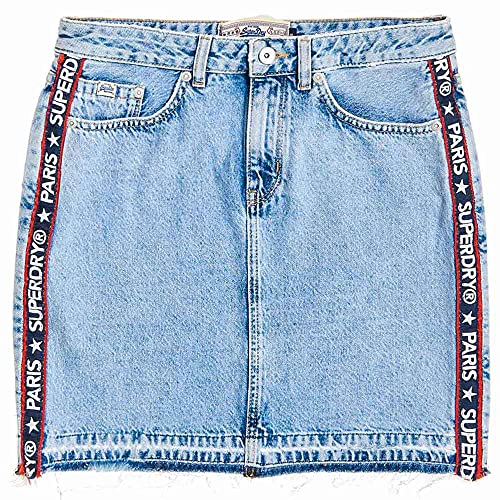 Superdry Denim Mini Skirt Falda, Azul (Pure Blue Ks5), 36 (Talla del Fabricante: 26) para Mujer