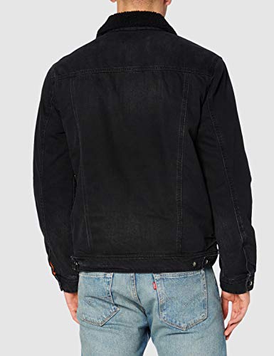 Superdry Highwayman Sherpa Trucker Chaqueta vaquera, Bode Worn Black, 3XL para Hombre