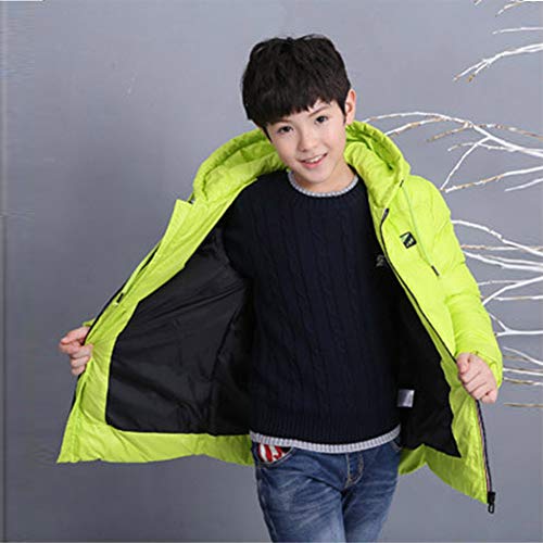 SXSHUN Niños Chaqueta de Nieve para Invierno Boys' Snow Jacket Abrigo Acolchado con Capucha para Chicos, Verde, 12-14 años (Etiqueta: 160cm)