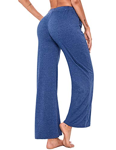 Sykooria Pantalones Casuales de Cintura Alta Mujer, Pantalón Acampanado Pierna Ancha Salón Recto Suelto, Pantalones de Yoga con Bolsillos, Pantalón de Harem Alta Pilates Baile Jogger Ropa de Casa