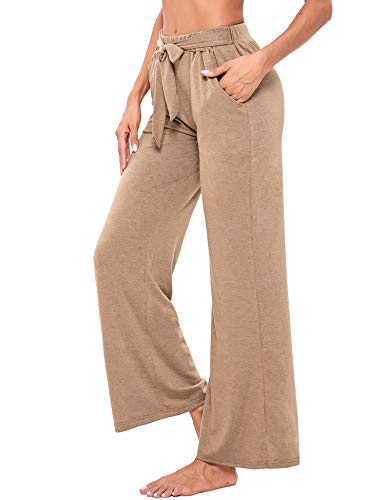 Sykooria Pantalones Casuales de Cintura Alta Mujer, Pantalón Acampanado Pierna Ancha Salón Recto Suelto, Pantalones de Yoga con Bolsillos, Pantalón de Harem Alta Pilates Baile Jogger Ropa de Casa