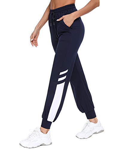 Sykooria Pantalones Chándal de Largos para Mujer Pantalón de Deportivos Algodón con Bolsillo Jogger Fitness Yoga Pijama Correr