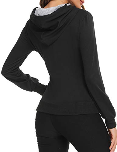 Sykooria Sudadera con Capucha para Mujer Chaqueta de Deportivo con Cremallera y Bolsillo para Primavera Otoño Casual Correr Fitness Ejercicio