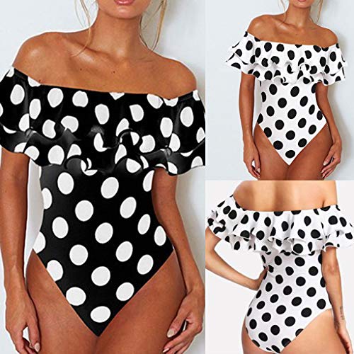 Sylar Traje De Baño Mujer Una Pieza,Bikinis Mujer 2019 Push Up Lunares Las Mujeres De Cintura Alta Corte Monokini,Ropa De Playa De Hombro con Volantes De Las Mujeres,bañadores De Mujer Natacion