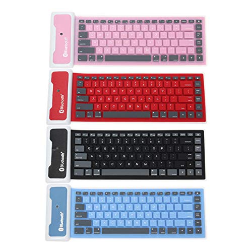 T-ara Súper Tiempo de reacción Teclado de la Minifalda Bluetooth inalámbrica de Silicona Impermeable para teléfono Celular Tableta Sensación Super cómoda (Color : Red)