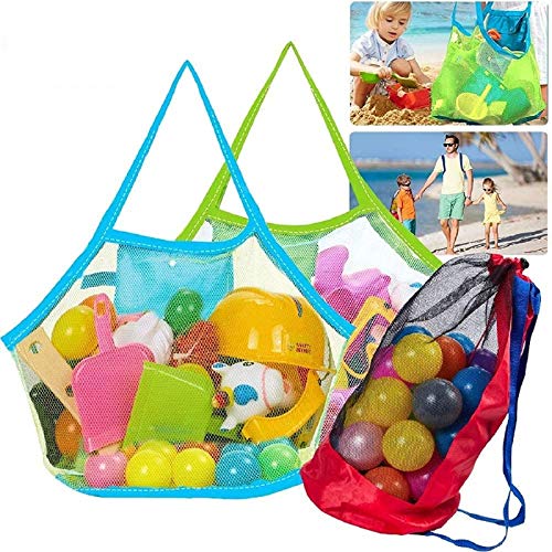 Tacobear Bolsa Grande de Malla para Juguetes de Playa Mochila de Plegable Mesh Beach Bag Bolsa de Almacenaje Organizer Bag para Juguete Niños (2 Bolsa&1 Mochila)