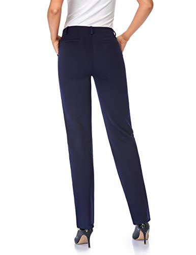 Tapata Mujer 76cm/81cm/86cm Pantalones Pierna Recta Elásticos con Bolsillos, Pequeño/Regular/Alto para Oficina Negocios Casual, 30'' Azul Marino, XXL