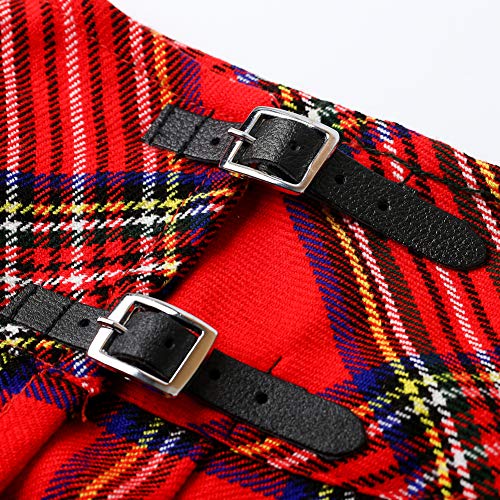 Tartanista - Kilt/Minifalda Escocesa con Correas - 41,9 (16,5") - Royal Stewart - Rojo - EU36 UK8