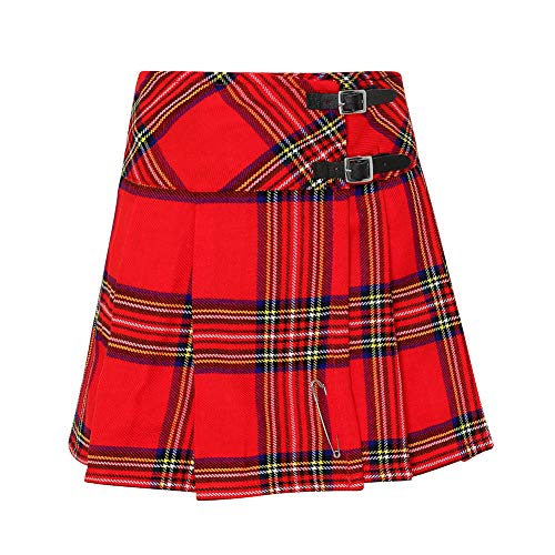 Tartanista - Kilt/Minifalda Escocesa con Correas - 41,9 (16,5") - Royal Stewart - Rojo - EU36 UK8