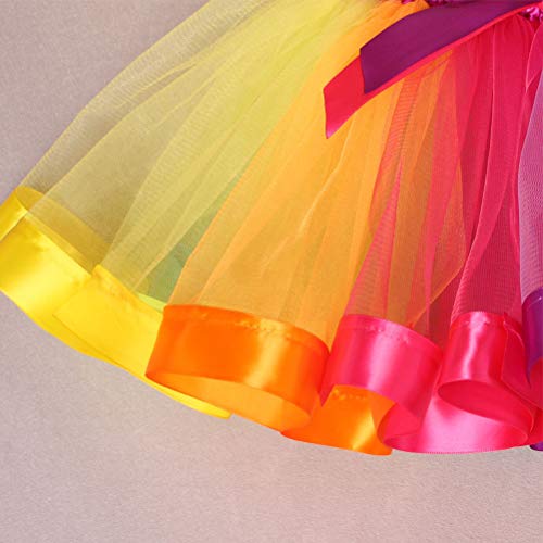 TENDYCOCO Falda tutú Ballet en Capas Malla de Tul Falda de Danza Arco Iris Falda de Tul Vestido con Volantes Tutus Escalonado con ala para Fiesta Banquete Escenario (Tamaño L)