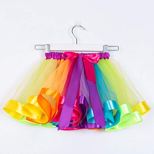 TENDYCOCO Falda tutú Ballet en Capas Malla de Tul Falda de Danza Arco Iris Falda de Tul Vestido con Volantes Tutus Escalonado con ala para Fiesta Banquete Escenario (Tamaño L)