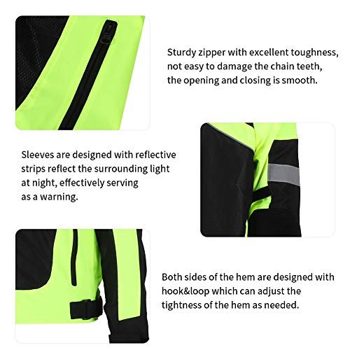 Terisass Chaquetas para montar en motocicleta para hombres, a prueba de viento, transpirable, para motocicleta, equipo protector de cuerpo completo, armadura, ropa reflectante(3XL)