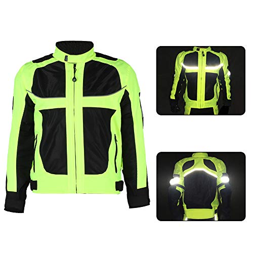 Terisass Chaquetas para montar en motocicleta para hombres, a prueba de viento, transpirable, para motocicleta, equipo protector de cuerpo completo, armadura, ropa reflectante(3XL)