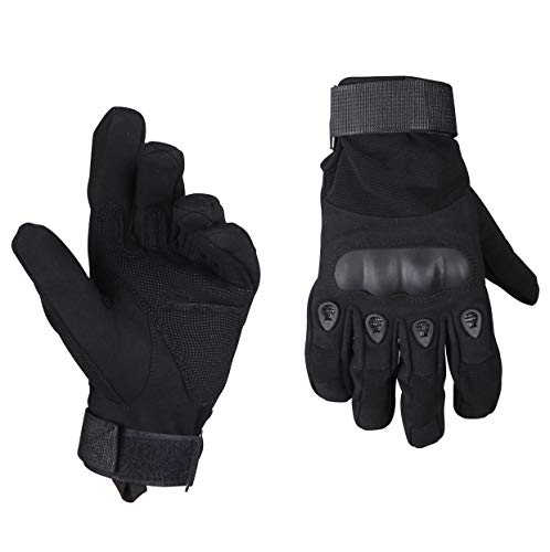 ThreeH Guantes llenos de Dedos Guantes Duros de nudillo Guantes de protección para Deportes al Aire Libre GL05XL,Black