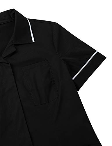 TiaoBug Casaca Sanitaria Mujer Uniforme Doctor Médico Veterinaria Dentista Estética Bata Laboral Farmacia Trarbajo Disfraz Enfermera Mujer Fiesta Negro Small