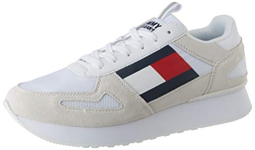 Tommy Hilfiger Tommy Jeans Lifestyle Runner, Zapatillas Hombre, Blanco (White Ybs), 44 EU