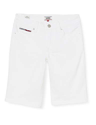 Tommy Jeans Mid Rise Denim Bermuda Cnw Short, Blanco (Candle White Str 1cd), W26 para Mujer