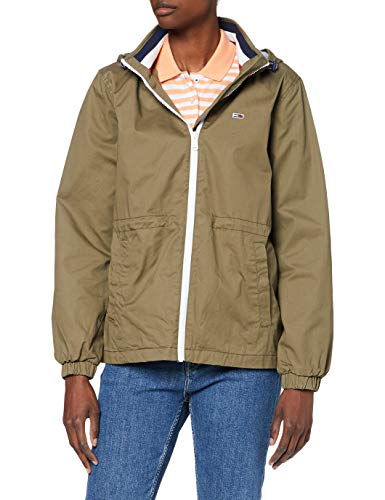 Tommy Jeans Tjw Hooded Windbreaker Chaqueta con Capucha y Cremallera, Verde (Olive Tree Msq), 36 (Talla del Fabricante: Small) para Mujer