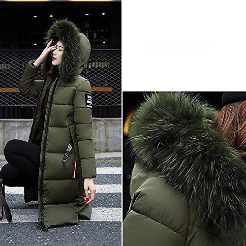 Tomwell Abrigo Plumas de Cremallera Acolchado Chaqueta Largo con Capucha de Larga para Mujer Invierno Chaqueta Plumón Parka (ES 34, Ejercito Verde)