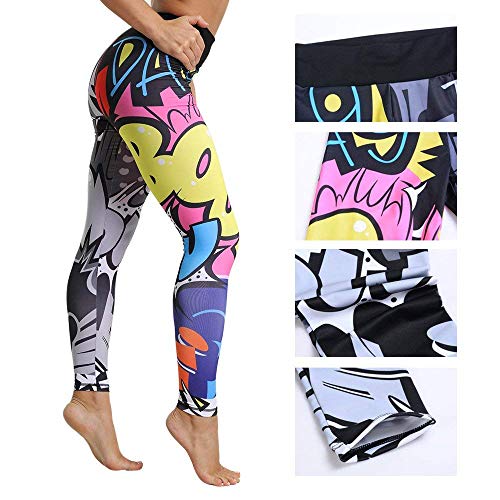 Tomwell Leggins para Damas Patrón de Navidad Pantalones Deportivos Largos para Training Running Yoga Fitness Transpirables con Cintura Alta Multicolor Small