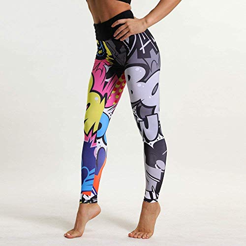 Tomwell Leggins para Damas Patrón de Navidad Pantalones Deportivos Largos para Training Running Yoga Fitness Transpirables con Cintura Alta Multicolor Small