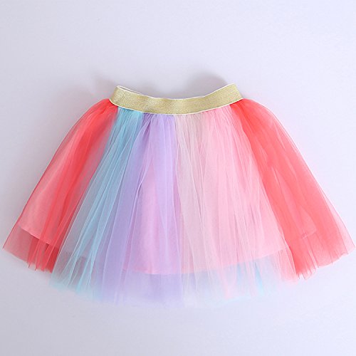 TTYAOVO Vestido Unicornio para Niñas con Tops Estampados de Unicornio y Faldas de Tutú de Arco Iris, Trajes de Tul de Algodón de Tul para Niños de 3-4 años(Talla110) 408 Rosa