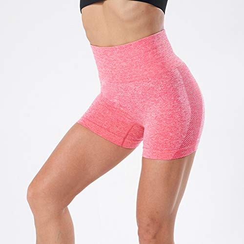 Tuopuda Pantalones Deportivos Cortos de Correr para Mujer Mallas Elásticas Leggings Sin Costuras de Alta Cintura para Fitness Yoga Correr Secado Rápido (Rosa,L)