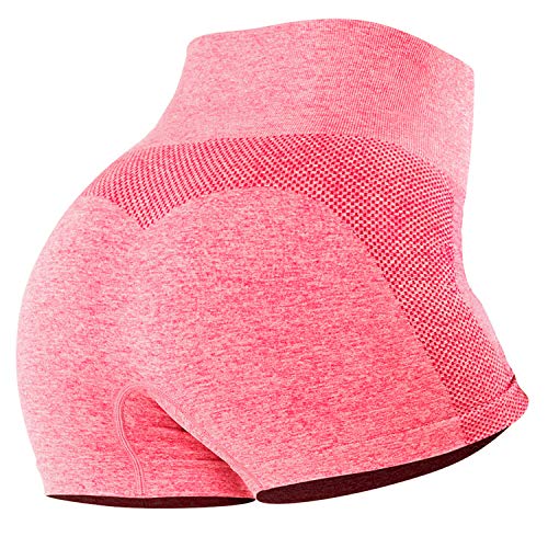 Tuopuda Pantalones Deportivos Cortos de Correr para Mujer Mallas Elásticas Leggings Sin Costuras de Alta Cintura para Fitness Yoga Correr Secado Rápido (Rosa,L)