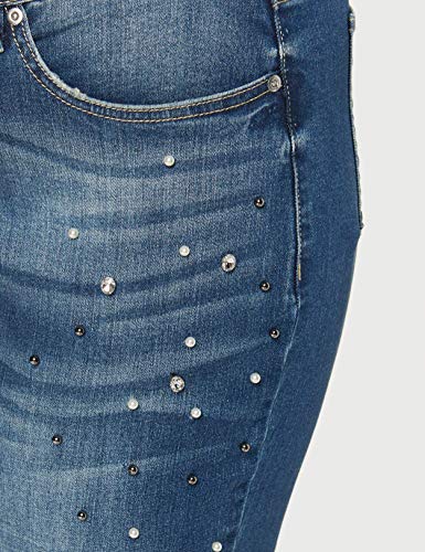 Ulla Popken Jeanshose Destroy Mit Perlen Und Strass, Mandy Vaqueros Straight, Azul (Bleached 92), 48 (Talla del Fabricante: 46) para Mujer